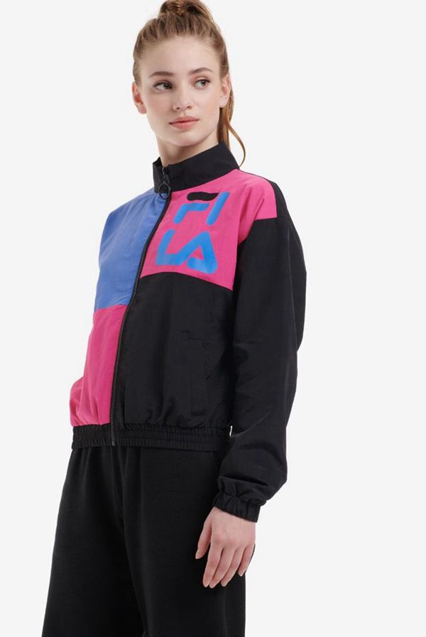 Fila Rumi Colour Block Track Women's Jackets - Black/Blue,NZ 594-61895